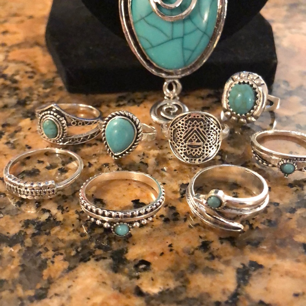 LAST 1🌟8pc Bohemian Ring Set all sz’s, Ring Set🌝 - Picture 3 of 7